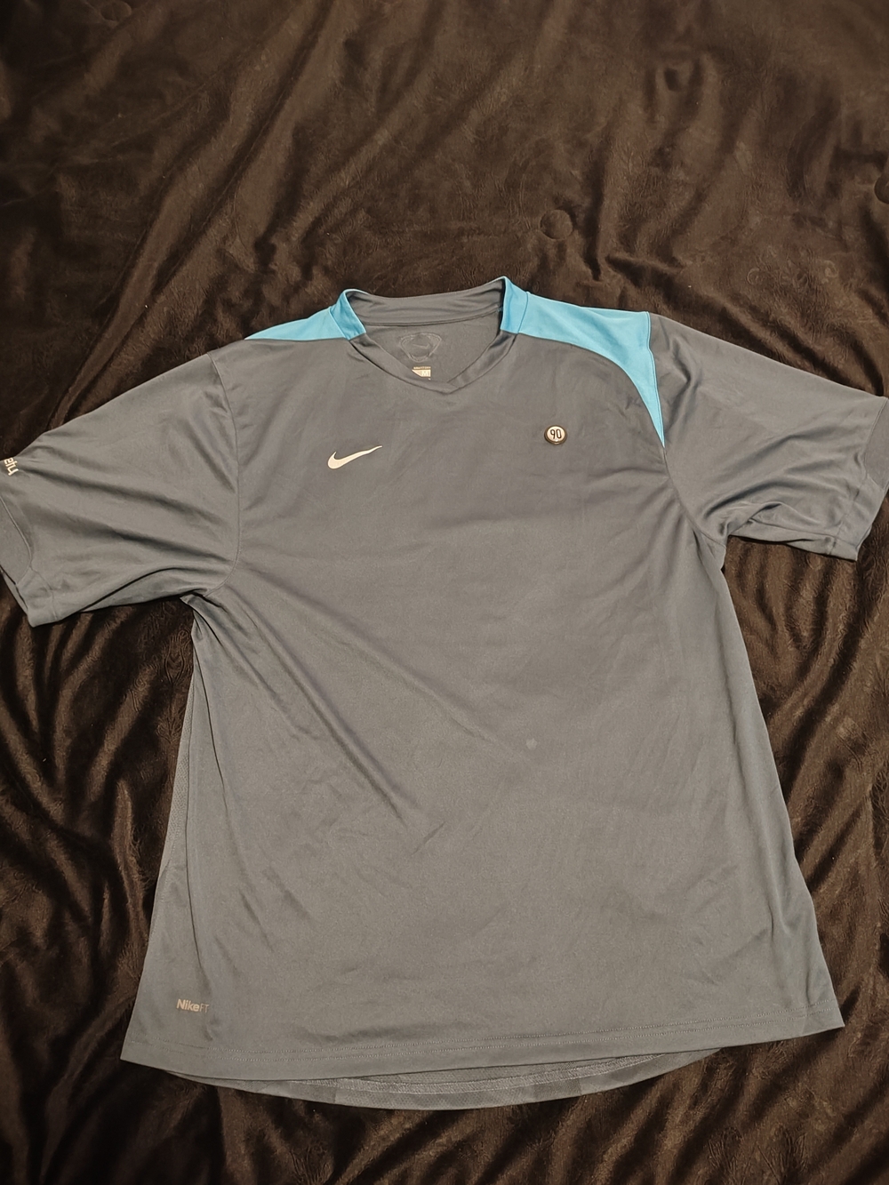 Nike Total 90 Men’s Athletic Tee - Gray with Light Blue Accents